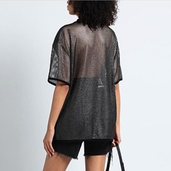 Wolford Mesh overlay t shirt Blue Gold Size arge Used Excellent Condition - Picture 5 of 7